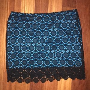 Blue skirt with black lace. Size 12
